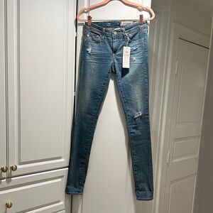 AG Adriano Goldschmied Distressed Blue The Legging Skinny Jeans